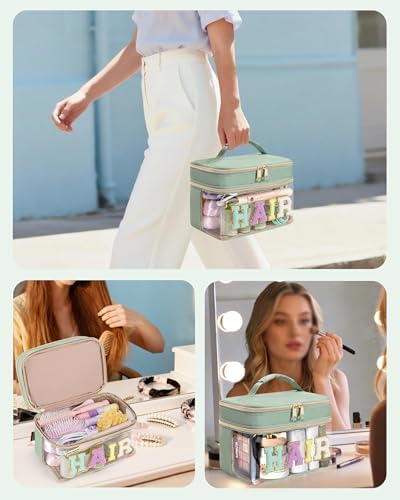 Fasrom Double Layer Hair Accessories Organizer, Preppy Makeup Bag for Girls - Image 6