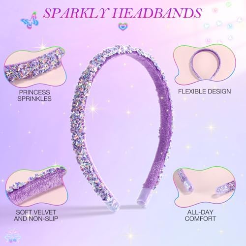 WSYUB Headbands for Girls, Sequin Thin Headband Set for Kids - Image 3