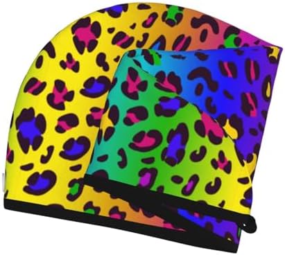 Rainbow Leopard Hair Towel Wrap Absorbent Hair Drying Towel Microfiber Hair Drying Cap Turban for Drying Curly Long Thick Hair - Image 6