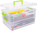 TERGOO 2 Layer Plastic Storage Containers with Lids, Multipurpose Clear Stack & Carry Box, Portable Craft Organizers and Storage Bin for Organizing Art & Craft, Sewing, Makeup, Nail Supplies (Green) by Focusonefficientstorage
