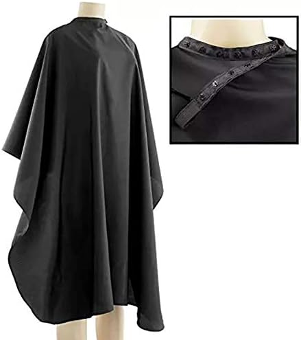Black Waterproof Hair Salon Cape with Metal Snap Closure - 8 Pack - Image 2
