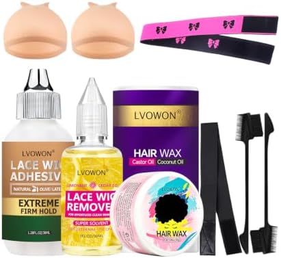 Wig Kit Set of 10, Waterproof Lace Glue Adhesive Accessory Set by Unknown