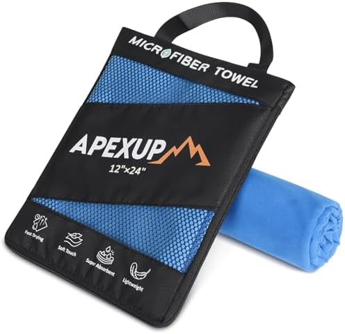 APEXUP Microfiber Travel Towel, Ultra Absorbent Quick Dry Towels, Lightweight Gym Sports Camping Towel for Workout, Yoga, Beach, Shower, Swimming (24" x12", Blue) by APEXUP