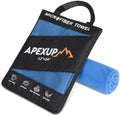 APEXUP Microfiber Travel Towel, Ultra Absorbent Quick Dry Towels, Lightweight Gym Sports Camping Towel for Workout, Yoga, Beach, Shower, Swimming (24" x12", Blue) by APEXUP