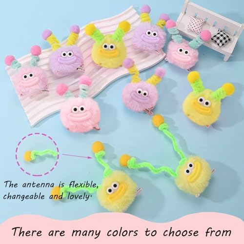 MIUPOO Fluffy Pom Poms Hair Clips,Crazy Hair Day Accessories for Girls,Quirky Little Monster Barrettes,Plush Duckbill Hairpins Hair Barrettes,Party Modeling Hair Accessories,2 Pieces (Purple) - Image 5