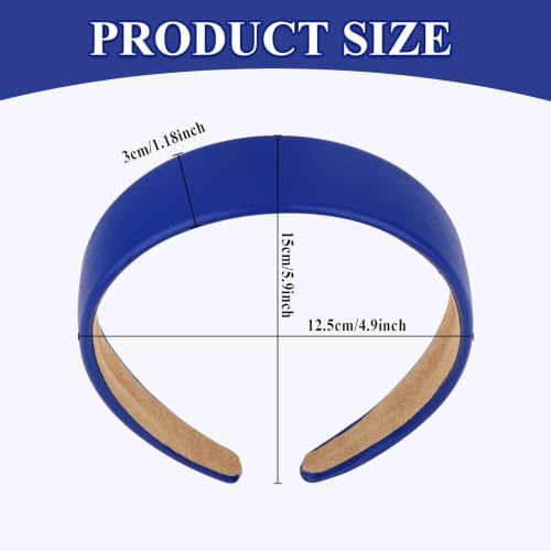 Blue Headband 1 Inch Faux PU Leather Hairband for Women and Girls - Image 2