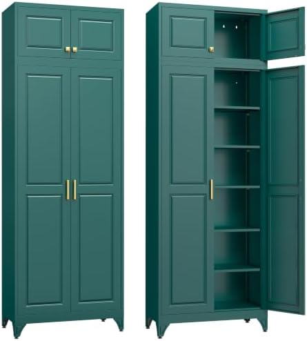 SteeLoong 90”Metal Pantry Storage Cabinet with Doors & 5 Adjustable Shelves by Steeloong