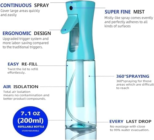 Hair Brush Set with Continuous Spray Bottle，Slick Back Hair Brush Back Brushing, Combing, Slicking Hair (Blue) - Image 2