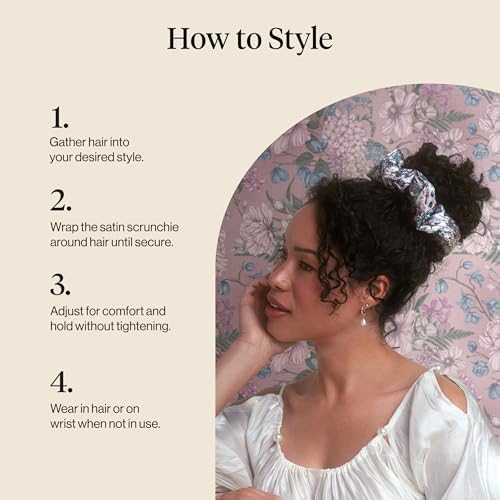 Bridgerton x Kitsch Satin Scrunchies for Women - Toile De Blue, 2pcs - Image 6