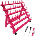 60-Peg Braiding Hair Rack, Foldable Hair Extension Holder with Tools, Rose Red by LightMay