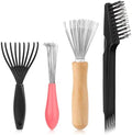 Hairbrush Cleaner Tool Set, 4 PCS Hair Brush Cleaner Rake Comb Cleaning Brush Mini Comb Cleaner Hairstylist Essentials Embedded Tool for Home and Salon Use Removing Hair Dust (4 Style) by Mozeat+Lens