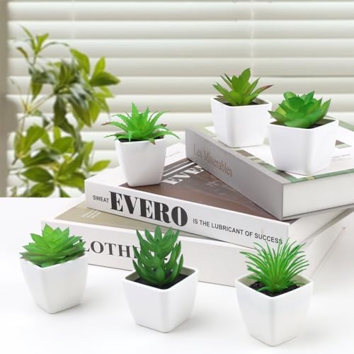 Gresorth 6 Pcs Small Artificial Succulents Fake Plant Potted Decoration - Image 4
