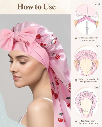 AWAYTR Reversible Long Satin Hair Bonnet for Braids Sleeping Women - Image 7