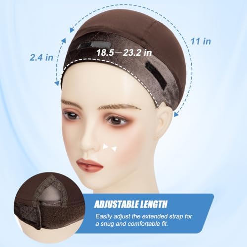 Riemann Silicone Wig Grip Cap,2in1 Wig Cap with Grip (Brown,2Pcs) - Image 4