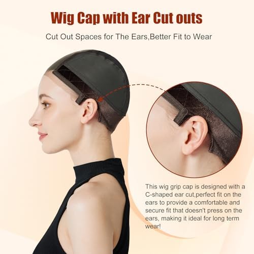 Xiushumyi Lace Wig Cap for Women,Adjustable Wig Grip Cap with Grip Band for Keeping Wigs In Place,Non Slip Caps Make Your Wigs Be Glueless(Brown) - Image 3