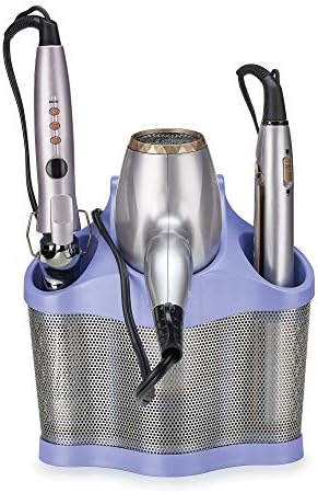 Polder Style Station, Hair Tool Organizer for Hair Dryer, Curling Iron, Hair Straightener, Easy-to-Store Hair Styling Station, Periwinkle and Silver - Image 6