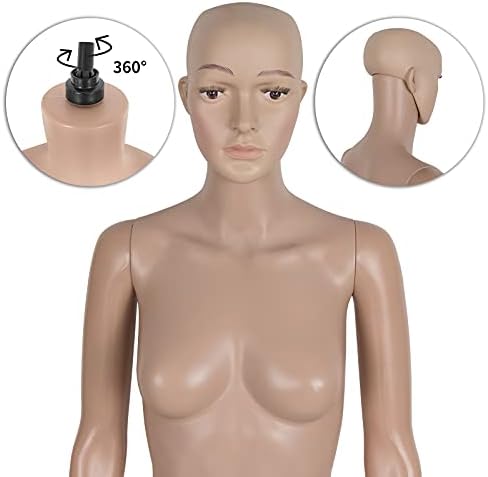 Female Mannequin Full Body Dress Form Stand 69 Inch Adjustable Plastic Detachable Mannequin Stand Realistic Display Head Metal Base (69 Inches-A) - Image 3