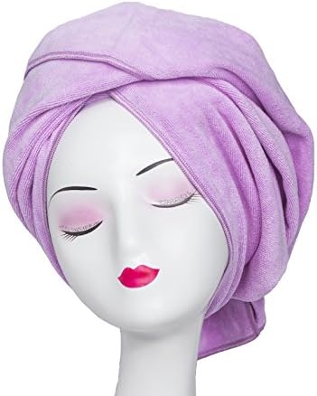 Microfiber Hair Towel Anti Frizz Hair Wrap Super Absorbent Curly Hair Drying Towel 23.6''x47'' Large Multifunction Towel for Bath Spa Makeup, Light Purple by TANCANO
