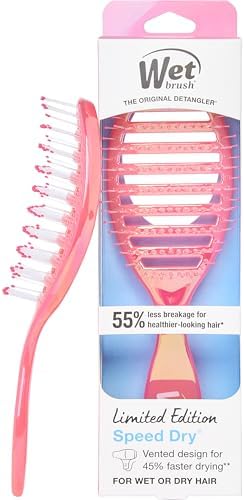 Wet Brush Speed Dry Hair Brush, Blow Dry Safe Bristles & Vented Design For Faster Drying Time, Ergonomic Handle, Reduces Breakage & Detangles All Hair Types, Limited Edition Prismatic Glow Pink by WetBrush