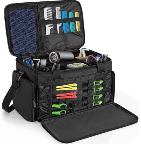 TORIBIO Large Hairdresser Bag with Adjustable Dividers, Barber Carrying Bag by TORIBIO