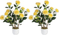 2 Pack Artificial Camellia Tree with White Pot, 24" Faux Potted Plants for Indoor Outdoor Decor, Tall Silk Greenery Plant for Home Office Living Room Balcony, Yellow by Jcezvnt