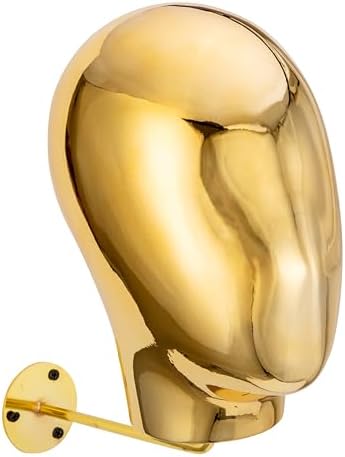Golden Wall Mounted Mannequin Head for Wigs, Metal Mannequin Head Wall Mount Wig Stand for Caps, Wig Making, Hanging Mannequin Head Model Wig Holder for Hats - Image 2
