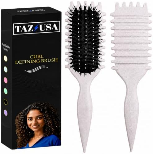 Curl Defining Brush, Curly Hair Brush for Styling, Shaping, Detangling & Defining Curls for Women and Men, Curl Brushes for Curly Hair Work on all Wet or Dry Hair Types (Beige) by TAZUSA
