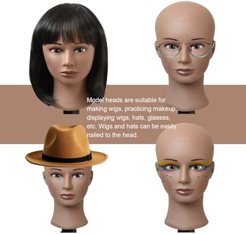 YANTAISIYU Bald Female Mannequin Head Professional Cosmetology Training Head for Wig Making and Display with Clamp Stand (Dark Brown) - Image 6