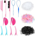 Colorful Mini Rubber Bands with Topsy Tail Styling Tools - Elastic Hair Ties, Hair Cutter, and Hair Accessories for Baby Girls and Women by BESARME