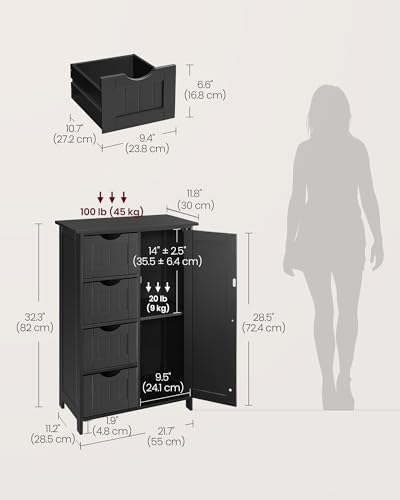 VASAGLE Floor Storage Cabinet, Farmhouse, 4 Drawers and 1 Door,32.3" H - Image 2