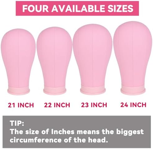 Leeven Pink Poly Canvas Head for Wigs Professional Mannequin Head 22 Inch - Image 5
