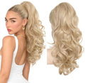 REECHO Ponytail Extension, 18" Clip in Ponytail Hair Extensions for Women, Short Wavy Synthetic Pony Tail Hairpiece for Daily Wear-Medium Blonde with Pale Highlights by REECHO