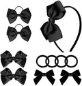 baotongle 11pcs Black School Hair Accessories Set Uniform Hair Bow Headband Clips Hair Ties Curly Bows for Little Toddler School Girls (Black) by baotongle