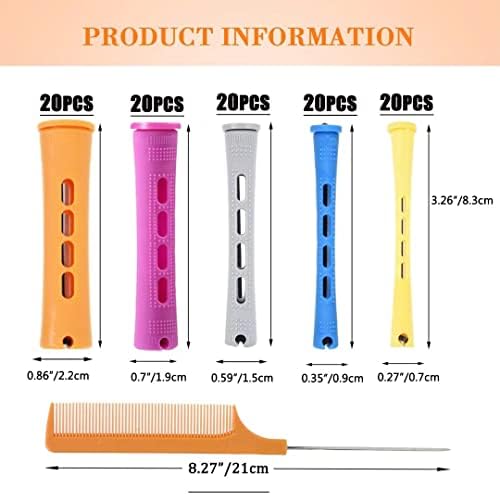 100pcs Hair Curling Rods Set - Plastic Cold Wave Rollers for Natural, Long or Short Hair Styling - Women's DIY Hairdressing Tools in Orange, Purple, Gray, Blue, Yellow - Image 3