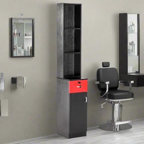BarberPub Wall Mount Hair Styling Barber Station3036-1 (Red&Black) - Image 2