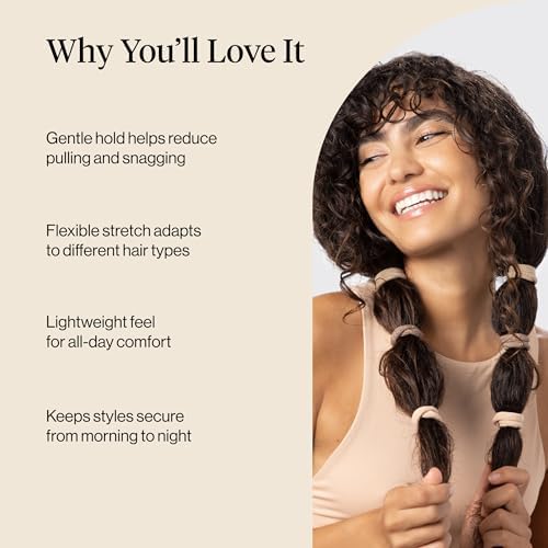 Kitsch Elastic Hair Ties No Damage | Stretchable Hair Bands - Neutral 12pcs - Image 3