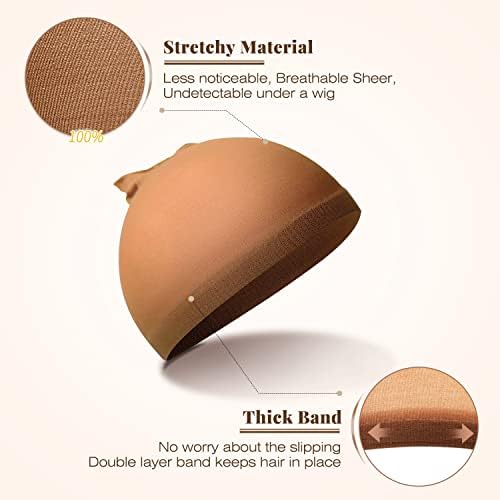 IKOCO Wig Cap, 8Pcs Stretchy Nylon Caps for Women, Brown - Image 4
