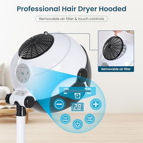 Hooded Hair Dryer, Professional Hood Dryer on Wheels, Standing Hair Dryer - Image 2