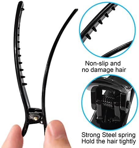 Hair Clip, 12 Count Alligator Hair Clips for Women, Duckbill Hair Barrettes Pins, Non Slip Colorful Plastic Duck Billed Hair Clips for Styling Sectioning-Black - Image 5