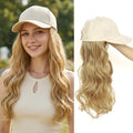 Hat Wig Beige Baseball Cap with Long Wavy Wig Layered Mix Blonde Hair by Yunkang