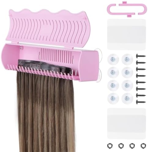 IDN BEAUTY Hair Extension Holder Stand for Styling, 4 Installation Modes With Tool, Hair Extension Holder Designed to Securely Hold Your Extensions for Washing, Styling, Packing and Storing (rose) by IDNBEAUTY