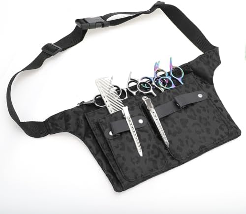 VOCOSTE Hairdresser Scissor Bag, Barber Canvas Waist Pouch, Leopard Black - Image 7