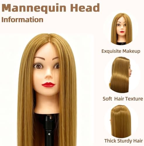 Long Hair Mannequin Head, Cosmetology Mannequin Head with Hair for Styling - Image 2