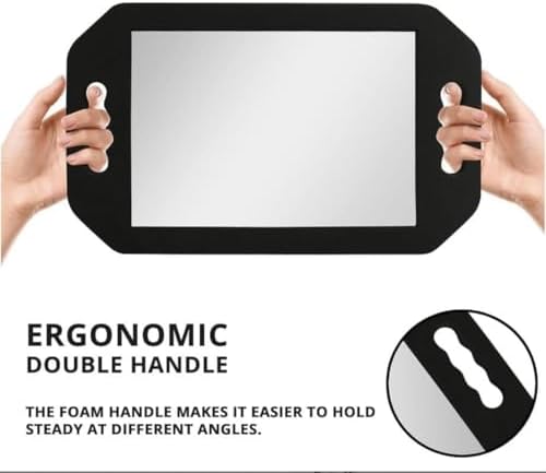 Double Handle Mirror - Large Hand Held Mirror(16.14" x 9.84") Barber Mirrors Handheld,Salon Hand Mirrors with Handle,Barbershop Hair Salon Equipment Hairstylist and Barber Accessories - Image 2