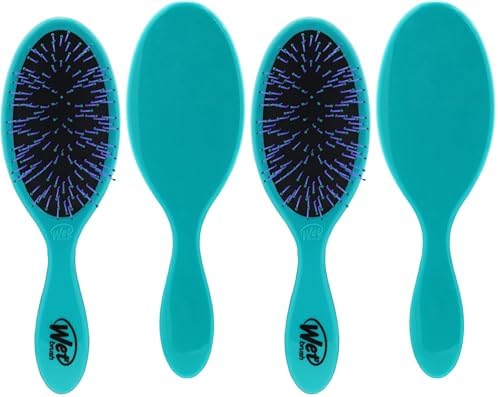 Wet Brush Thick Hair Detangling Brush, Teal - Ultra-Soft IntelliFlex Bristles Glide Through Tangles With Ease - Pain-Free Detangler for All Hair Types, Wet & Dry (Pack of 2) by WetBrush