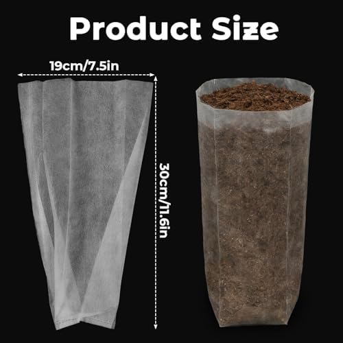 Augshy 100 Pcs Nursery Growing Bags,7.5x11.6 inch Non-Woven Plant Grow Bags - Image 2