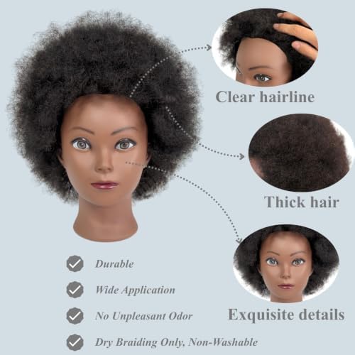 Afro Kinky Hair Black Mannequin Head with 100% Human Hair for Braiding - Image 3