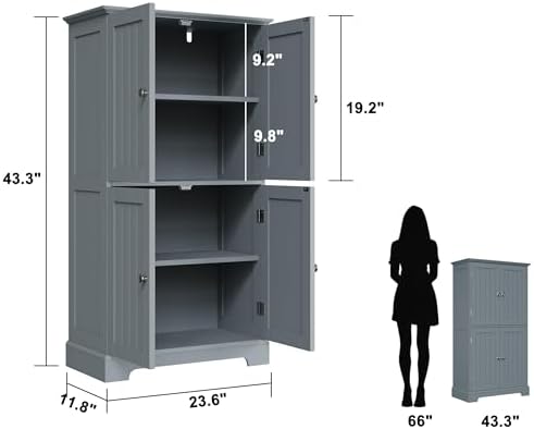 ChooChoo Bathroom Floor Cabinet with Adjustable Shelves - Image 3