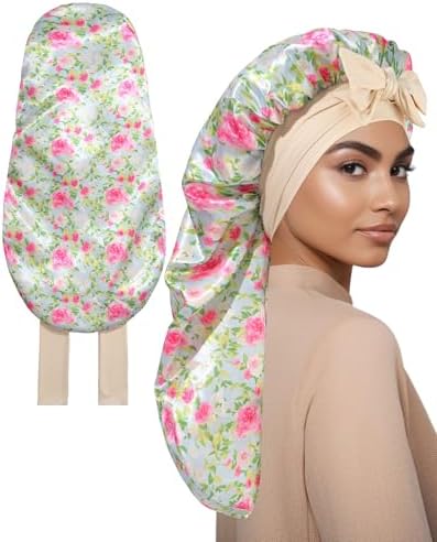 AWAYTR Reversible Long Satin Hair Bonnet for Braids Sleeping Women by AWAYTR