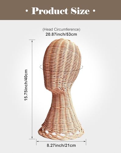 CHADWICK 20.87-Inch Rattan Mannequin Head Stand, 15.75-Inch Tall - Image 3
